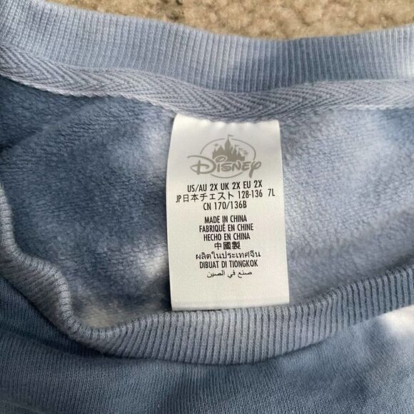 Disney Parks Stitch Hoodie Size XXL Adult Tie Dye Blue Crewneck Sweatshirt - Picture 10 of 10